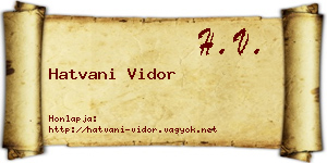 Hatvani Vidor névjegykártya